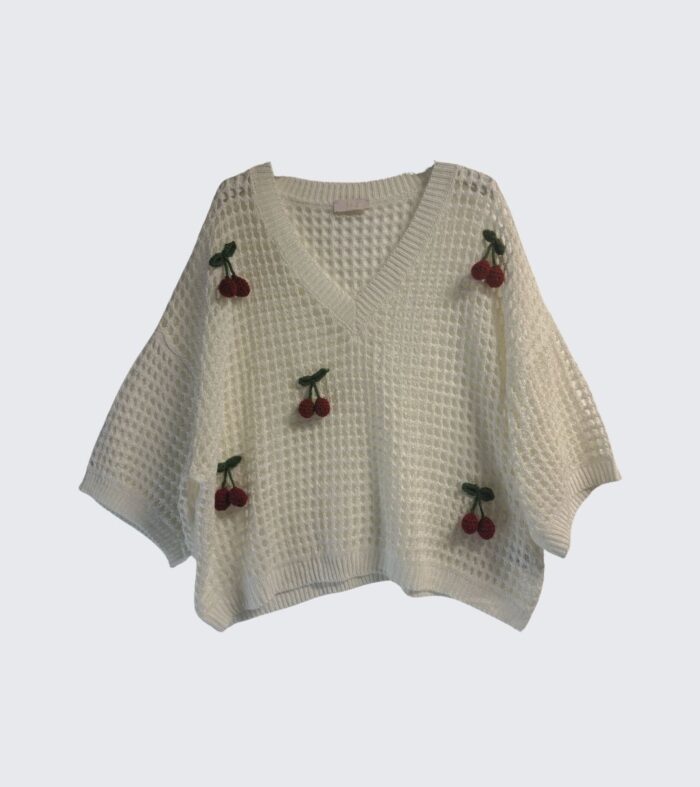 TOP CROCHET CON RICAMI CILIEGIA
