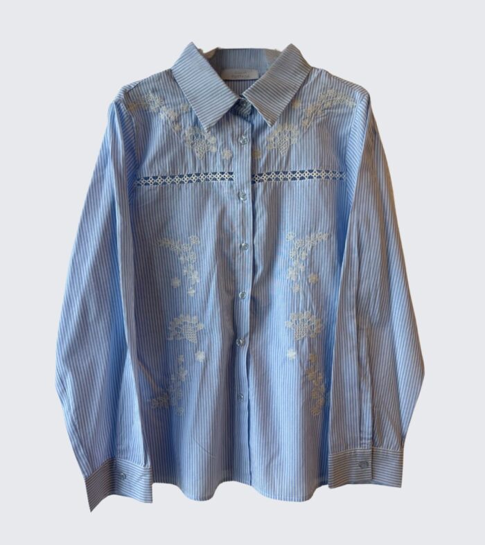 CAMICIA A RIGHE CON RICAMI